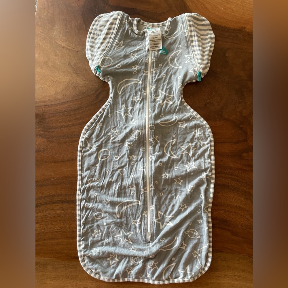 Love to Dream Gray Sleep Sack with White Patterns